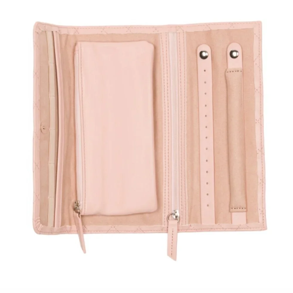 BROUK AND CO Leo Travel Jewelry Clutch Case Quilt Foldable Pink